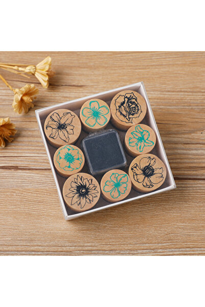 Choice مجموعة ختم بتلات الزهور، مجموعة طوابع أسطوانية خشبية إبداعية، ألبوم مذ...