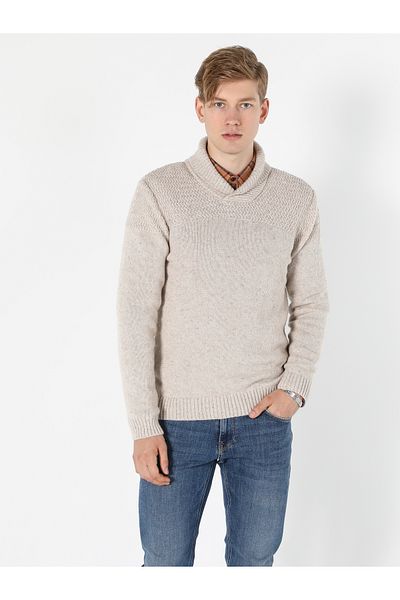 Colin's Regular Fit Sal Collar Men's White Sweater