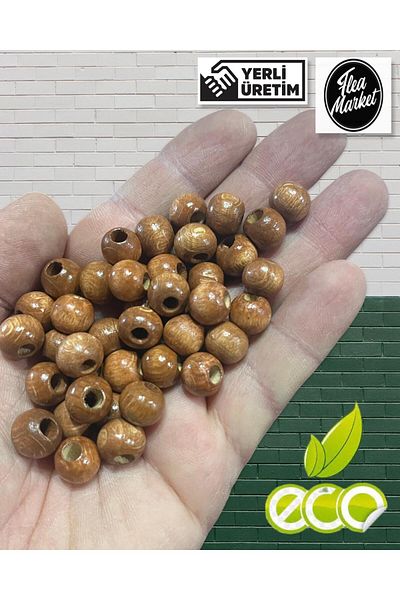 Selin 10 Mm Oak Color Wooden Beads - 100 Grams (Average ± 250 - 300 Pieces)