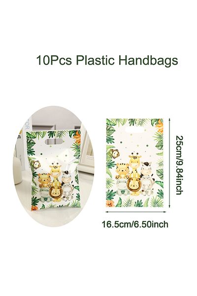 Choice 16.5x25cm 10pcs 10/50pcs Jungle Animal Gift Bags Candy Handheld Bags Jungle Birthday Party Packaging