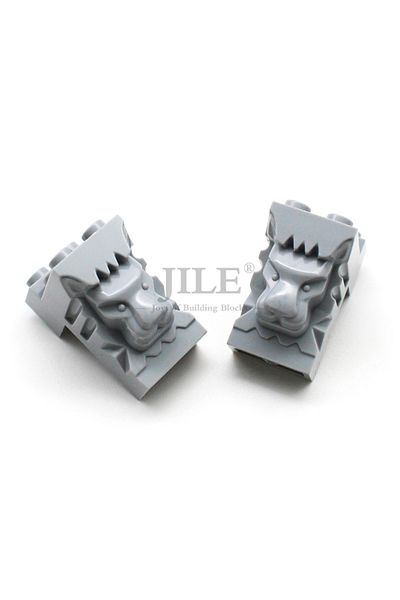 Choice 10 قطع رمادي فاتح 10 قطع Moc 30274 مكعبات بناء 2x3x3 رأس أسد مدينة وول ستريت فيو ديكور كو