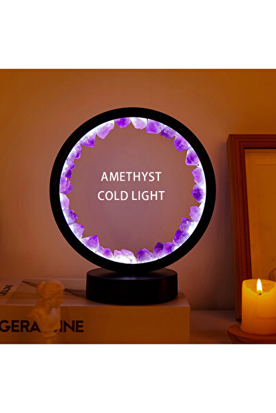 Choice مصباح كريستال ليد بارد من الجمشت لتزيين الغرفة، حجر كريم طبيعي، حجر شف...