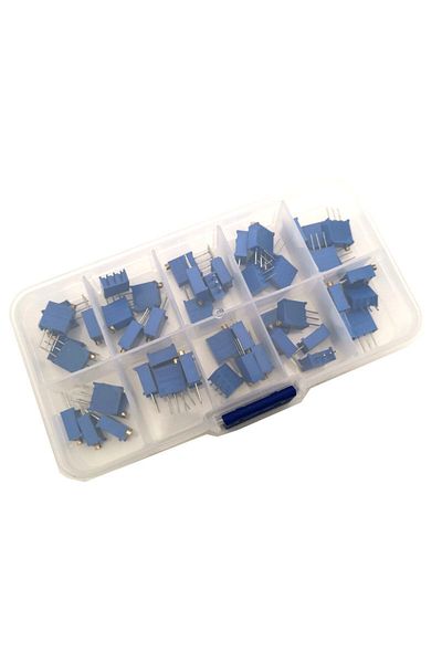 Choice 50pcs/lot 3296W Multiturn Trimmer Potentiometer Kit High Precision 3296 Variable Resistor With Fr...