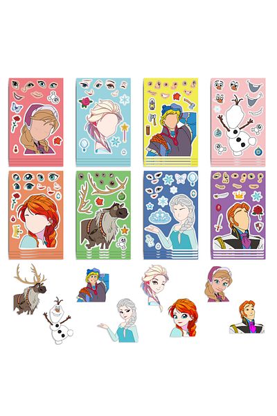 Disney 32pcs 8/16/32pcs Cartoon Frozen Puzzle Stickers Diy Kawaii Anna Elsa Decal Laptop Suitcase No