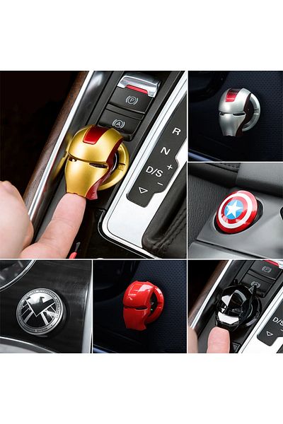 Choice Avengers Iron Man Car Ignition Start Switch Button Protective Cover Sticker Spider Man Batman Sti...