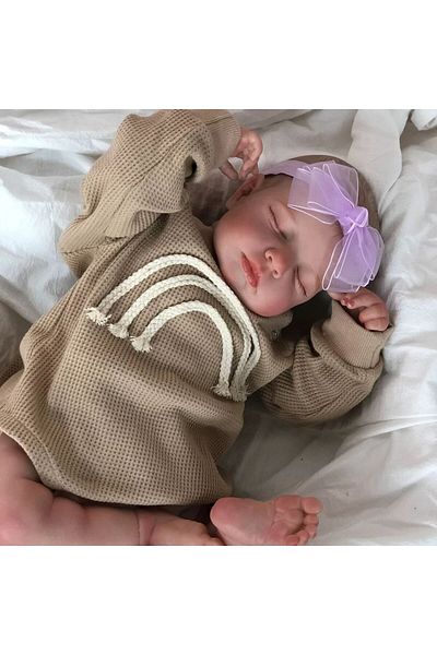 MRB Vinyl Body Doll Finished Doll 49CM Already Finished Painted Bebe Reborn Doll LouLou Newborn Sleeping