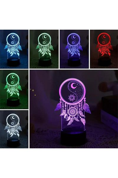WLFYS 7 Colors 1pc Dream Catcher 3d Night Light, 3d Optical Illusion Lamp With Touch, 7-color Changing Am