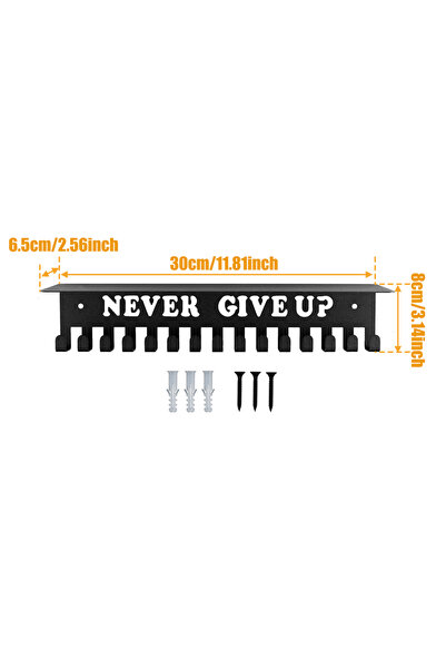 Choice حامل عرض ميداليات أسود A مع شرائط معدنية مثبتة على الحائط لعرض الميداليات