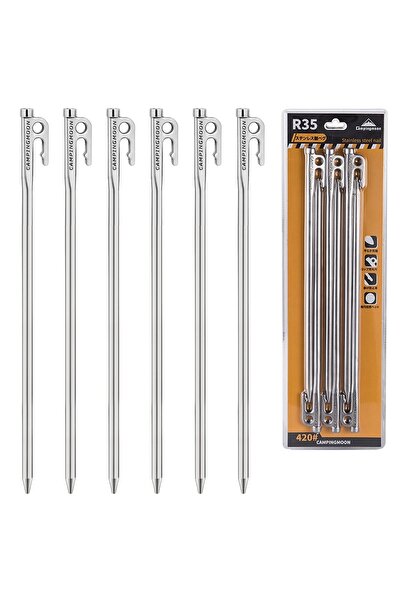 Choice أوتاد خيمة من الفولاذ المتين R35-6 من Campingmoon بتصميم خطاف وثقب لحق...