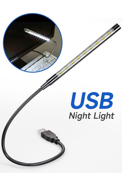 Choice Silver USB LED Book Light USB Powered Metal Material 10 LED Flexible Night Lamp For Laptop PC Comput
