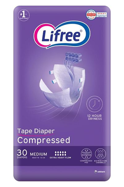 Lifree Lifree Adult Diapers with Super Absorbent Tape, Medium - 30 Diapers