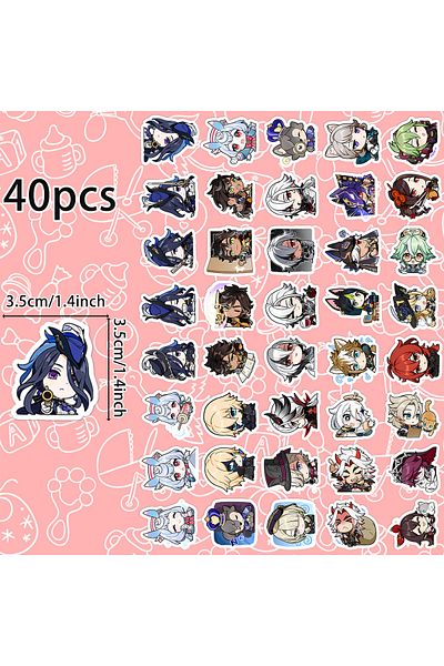 Choice 6x5.2x0.5cm Xl599 40pcs Cute Genshin Impact Stickers Decorative Water Bottle Computer Guitar Skatebo