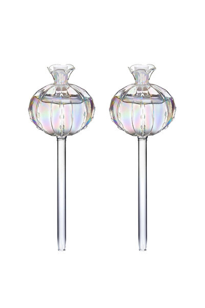 Choice قطعتان من المصابيح الزجاجية لري النباتات تلقائيًا على شكل زهرة نبات با...