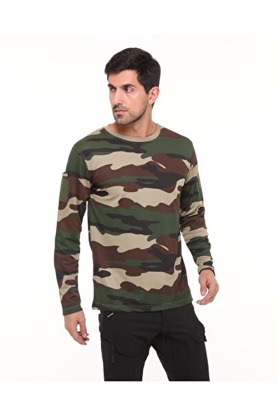 SINGLE SWORD Crew Neck Long Sleeve Camouflage Pattern T-Shirt