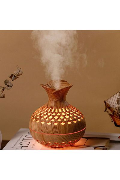 Suncolourful light wood Wood Grain Mini Vase Air Humidifier USB Electric Ultrasonic Water Aroma Essential Oil Dif