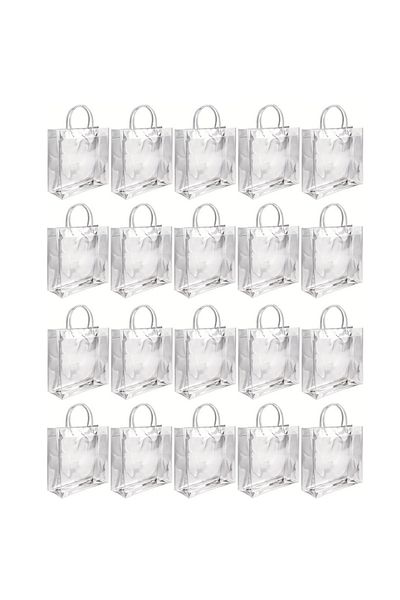 Choice 20x20x8cm 20cps 5/10/20pcs Transparent Plastic Gift Bag With Handle Reusable Pvc Gift Packaging Wedd