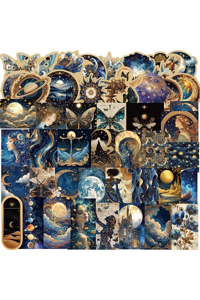 Choice 50pcs 50pcs Retro Astronomy Universe Planets Stickers For Suitcase Phone Notebook Galaxy Moon Astrol