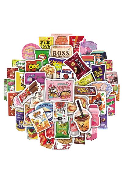 Choice 50pcs 50pcs Cartoon Snacks Food Graffiti Stickers Waterproof Phone Bike Motorcycle Cool Wall Car Sti