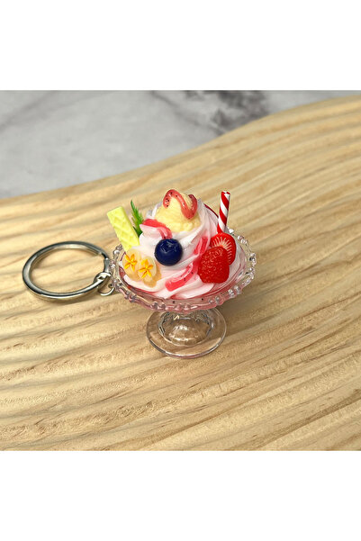 Choice سلسلة مفاتيح محاكاة الآيس كريم الحمراء، سلسلة مفاتيح طعام إبداعية للنس...