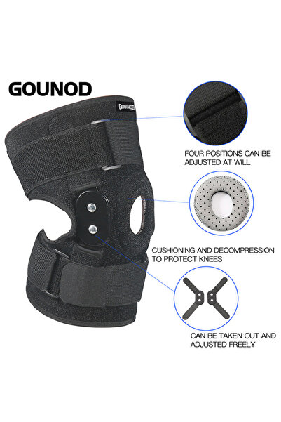 Choice دعامة الركبة المفصلية القابلة للتعديل من جونود، قطعة واحدة/قطعتين، سود...