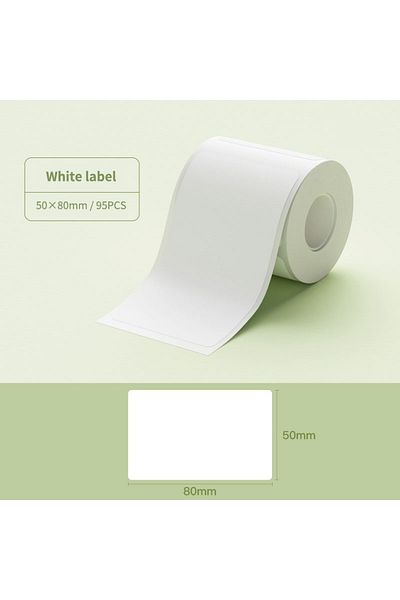 Choice ملصق مربع أبيض 50 × 80 مم، 50 × 80 مم/95 قطعة، لفة ملصق لاصق حراري، مناسبة لـ E210 Phomemo M110 M20