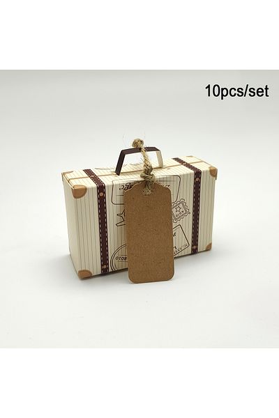 Choice 8x3x5cm 10pcs 10pcs Luggage With Hemp Rope Tag Packaging Box, Candy Box, Gift Packaging Box