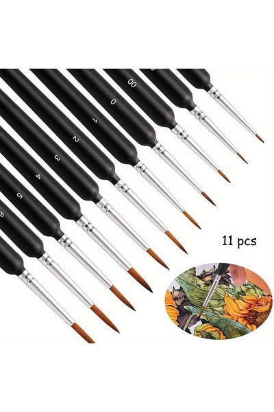 Choice Black 11pcs Premium Miniature Fine Detail Paint Brushes Set Mini Tiny Paint Brush Thin Tip Paint Bru