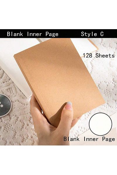Choice A6 Blank A6 Pocket Thickened Notebook 256 Pages 128 Sheets Line Blank Grid Inner Pages Kraft Paper C