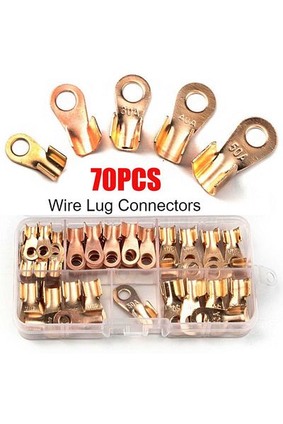 Choice 70pcs 70/160/280/350pcs 10a-50a Open Crimp Ring Connector Ot Cable Electrical Wire Terminal Copper L