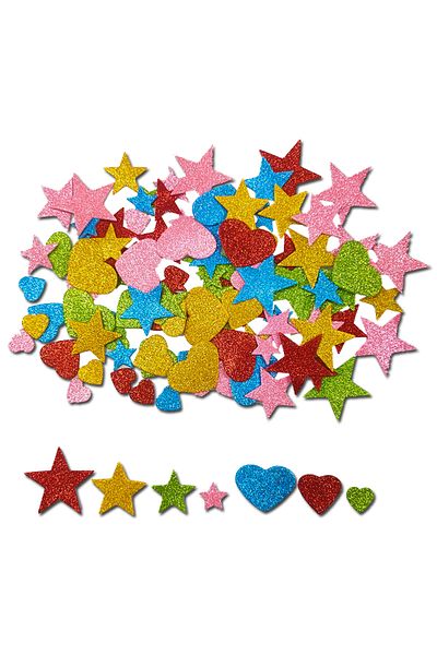 Choice 100pcs 100pcs Sticky Glitter Foam Self Adhesive Sparkle Eva Stars Hearts Stickers Children Kids Diy