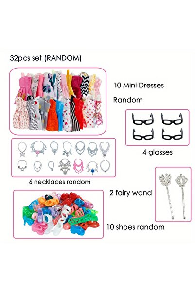 Choice مجموعة أ (32 قطعة) عشوائية مكونة من مجموعة واحدة من إكسسوارات الدمية ل...