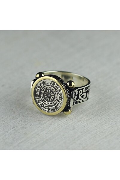 OSMANLI GÜMÜŞ Erkek Gümüş Yüzük - Rufai Gülü İşlemeli Oval Model Erkek Yüzük