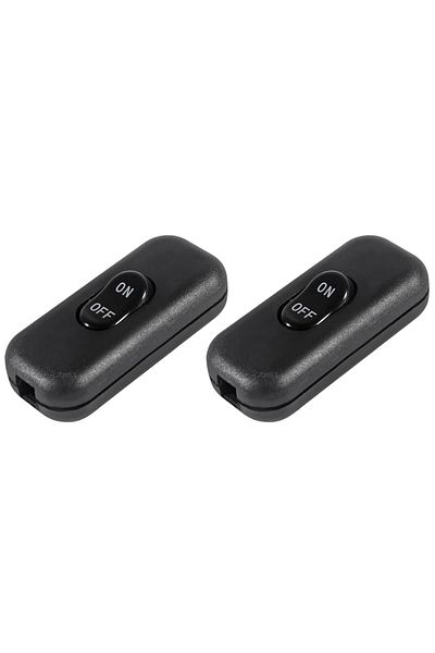 AOKIN 2pcs Black 2/4pack Inline Cord Switch Ac 250v 6a On-off ，lamp Cord Button Torpedo Switch, Electrical