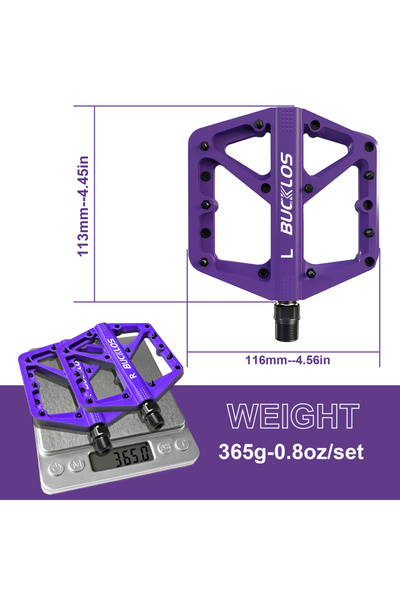 BUCKLOS دواسات أرجوانية بمحمل DU منصة دواسة دراجة من النايلون الخفيف للغاية ل...