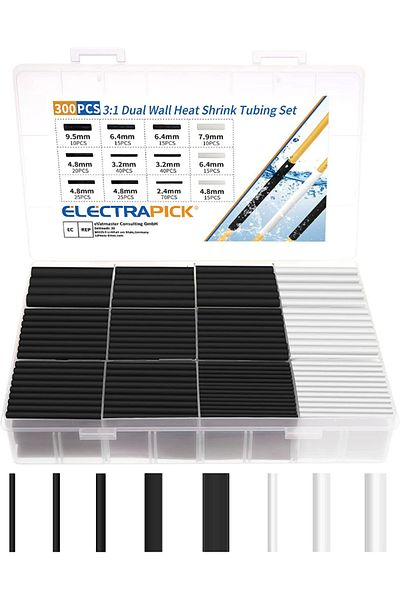 Choice 300pcs Heat Shrink Tubing Kit Shrink Ratio 3:1 With Glue Waterproof Heat Sking Tube Cable Sleeves...