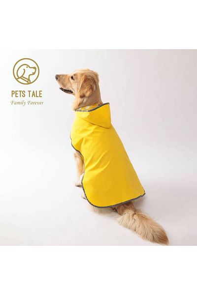 Choice 4XL Yellow All Weather Dog Raincoat: Dual-sided Waterproof Coat with Polyester Fiber PU Coating and