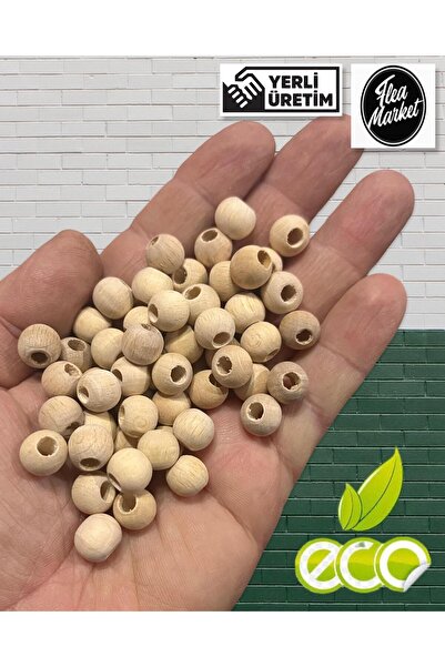 Flea Market 10 ملم خرز من الخشب الخام غير المعالج - 100 جرام -