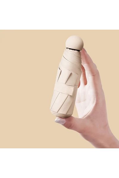 Choice Beige Capsule Umbrella Sunny And Rainy Dualuse Rainproof Wind-resistant Sun Protection Outdoor Trave