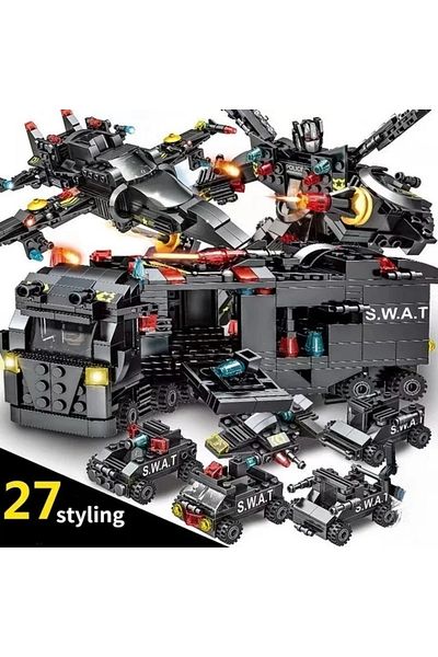 Choice 505pcs With Bag Swat Police Station Military City Model Set Prison Car Policeman Boat Figures Buildi