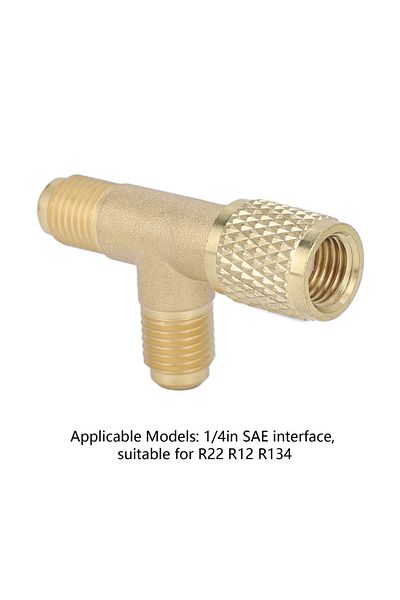 Choice 1-1/4" Quick Coupler Tee Adapter With Valve Core Brass 1/4in Sae Sturdy Structure For R22 R12 R134