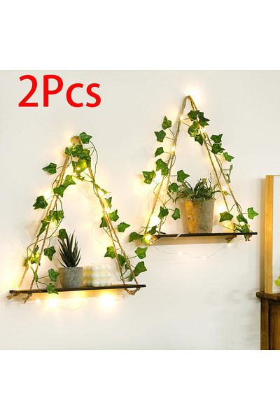Choice Tk-m01526 Wood Shelf With Leaf Hanging Decoration Led Shelf Decor Aesthetic Room Decor Floating Shel