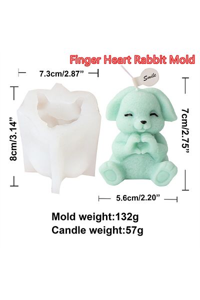 Choice Finger Heart Mold 1pc 3d Rabbit Silicone Mold For Diy Pudding, Chocolate, Candy, Desserts, Soap, Aro