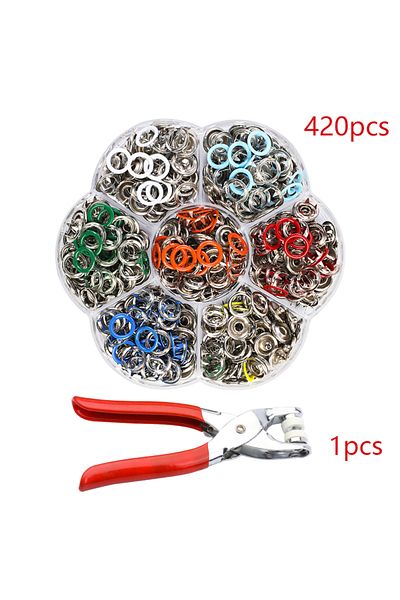 Choice 420pcs With Plier Metal Prong Snap Button Hollow Press Prong Fastener Studs With Pliers Tool Set Kit