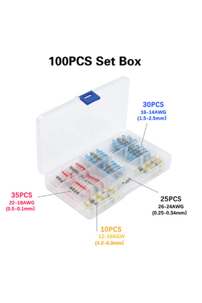 Choice 100 قطعة مع صندوق من أطراف توصيل الانكماش الحراري المختلطة مع غلاف لحا...
