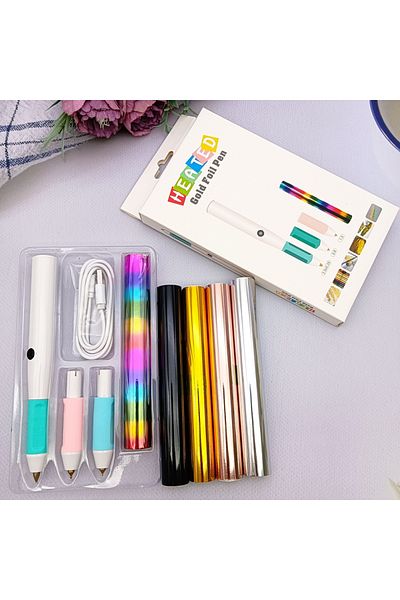 Choice 5rolls 3 Head Pen Heated Hot Foil Pen Electric Foil Quill Invitation Tool Kit Apply Foil To Scrapbo