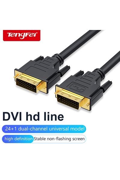 Choice كابل DVI أسود عالي السرعة بطول 3 أمتار، 1 متر، 1.8 متر، 2 متر، 3 متر، قابس مطلي بالذهب، ذكر إلى ذكر، كابل DVI إلى DVI بدقة 1080 بكسل لشاشات LC