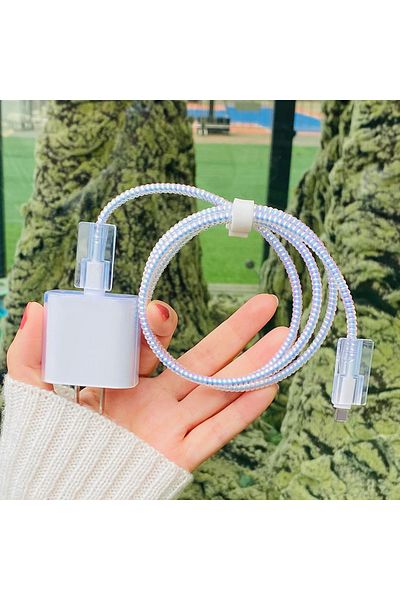 Choice جراب حماية آخر أبيض اللون أسود من مادة TPU بتصميم شاحن حائط لهاتف Apple المحمول، 5 قطع