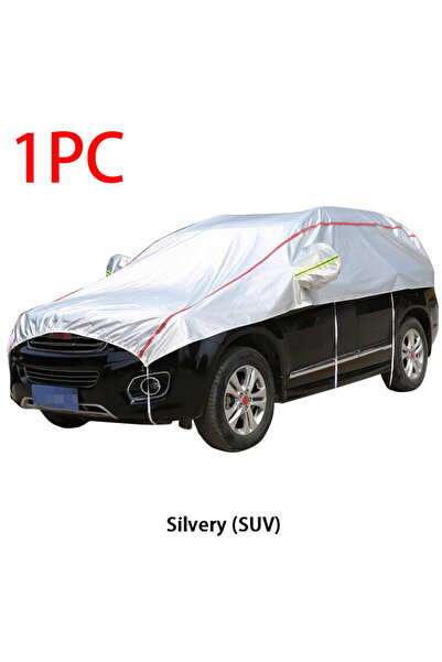 Choice1 غطاء نصف سيارة عالمي فضي اللون مقاوم للماء والغبار والشمس والمطر والأ...