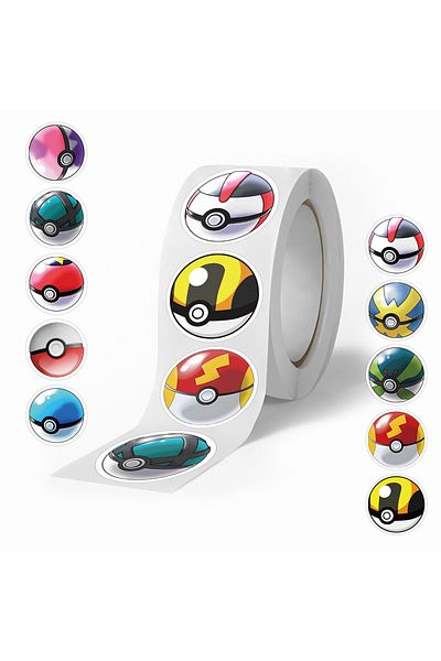 Choice 500pcs 500pcs Cartoon Animation Pokemon Poke Ball Sticker Roll Tape Hand Account Diy Decorative Seal