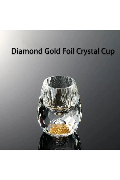 Choice 15ml 1pc Luxury Crystal Glass Vodka Sake Shochu Bar Liqueur Double Bottom Gold Foil Glass Tea Cup Hi